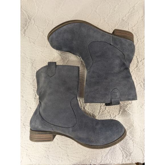 MOSSIMO! DOVE GRAY GENUINE SUEDE LEATHER BOHO CHIC SLIP-ON LOW HEEL BOOTS! SZ 8M - Picture 6 of 10